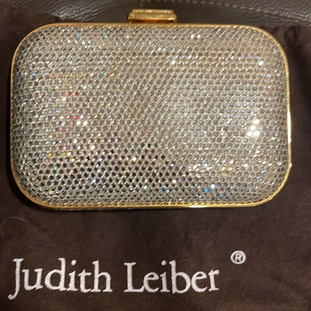 Judith Leiber crystal bag with mirror, comb and change purse EUC